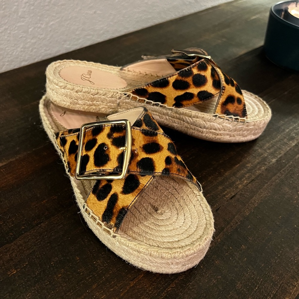 Brand new, never worn, JCrew Leopard Espadrilles size 6M